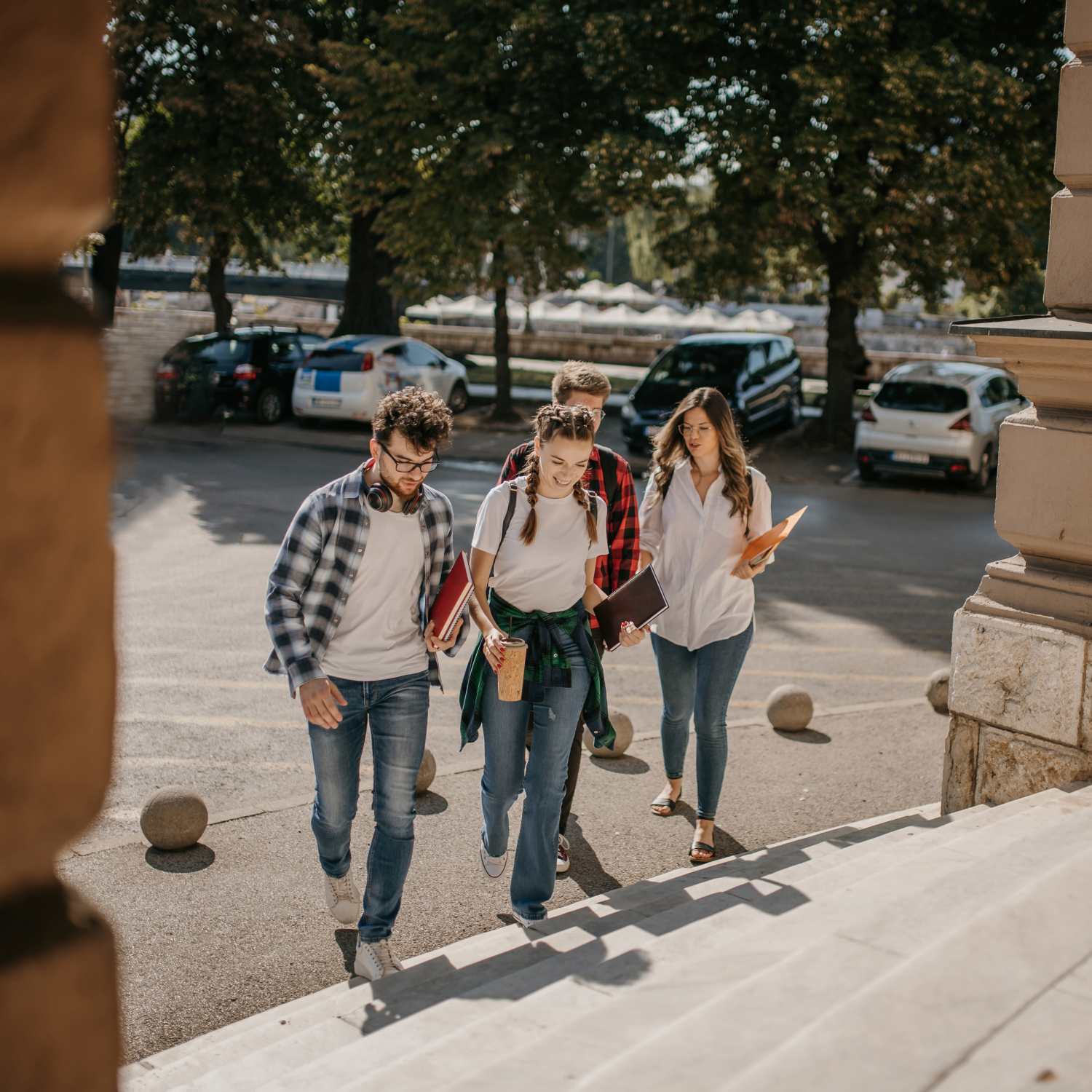 Residents walking to class at The Quarters Lincoln in Lincoln, Nebraska