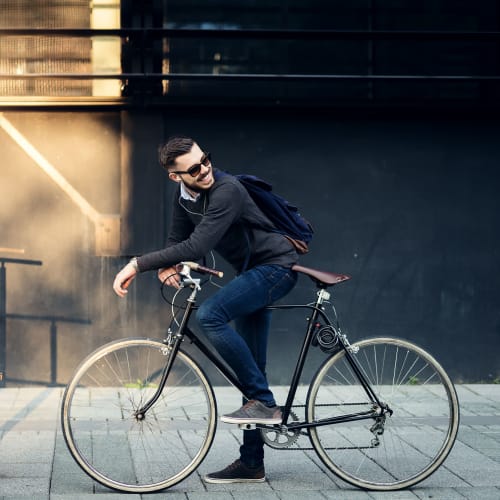 A man on a bike near Ambrose in Bremerton, Washington