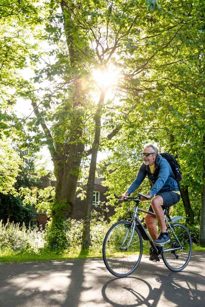 Resident going for a bike ride near Villa De Oro in San Antonio, Texas