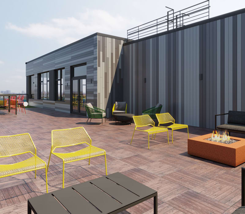 Rooftop balcony at Arthaus Apartments in Allston, Massachusetts