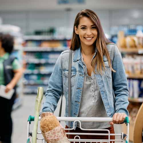Resident shopping for groceries near Ludlam Point in Miami, Florida