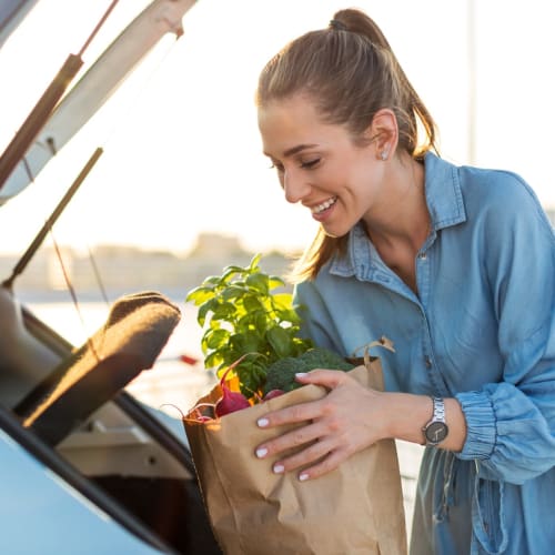 A resident loading groceries into her car near San Onofre I in San Clemente, California