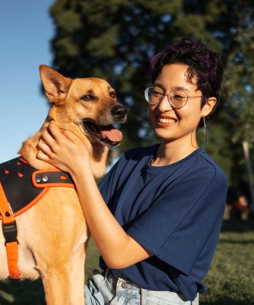 Resident with her dog at Portrait At Hance Park in Phoenix, Arizona