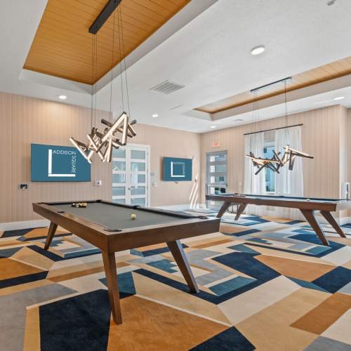 Two billiards table in the clubhouse at Addison Square in Viera, Florida