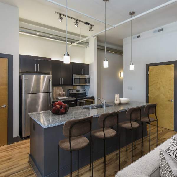 Kitchen island at Scotts Edge, Richmond, Virginia