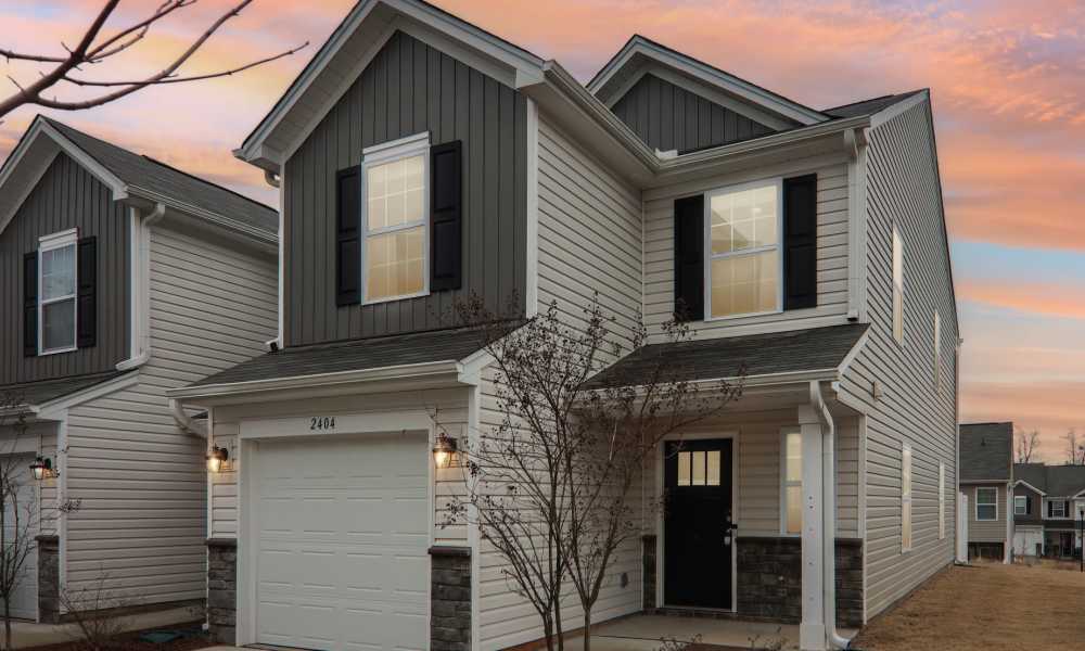 Exterior view of townhome at Lattitude34 Dillard Creek in Greer, South Carolina