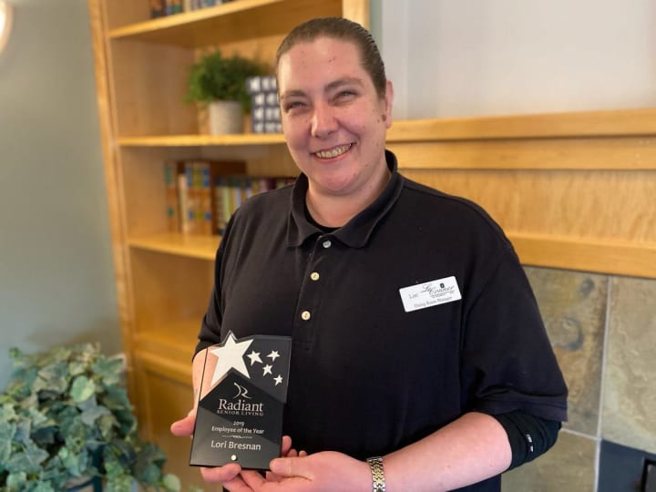 Lori Bresnan winner of 2019 Radiant Senior Living Employee of the Year