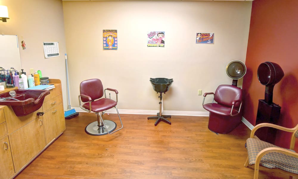 On-site hair salon is convenient for men and women.