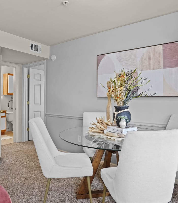 Carpeted living room at Winchester Apartments in Amarillo, Texas