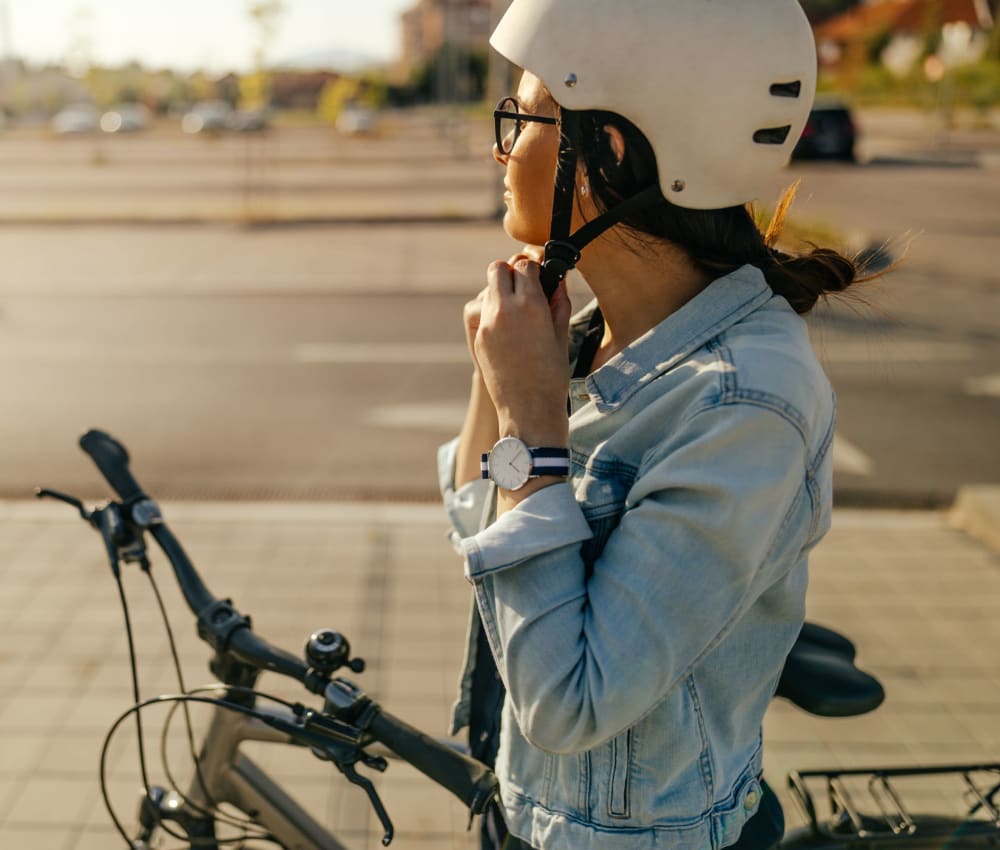 Resident out biking near Montecito Apartments in Santa Clara, California