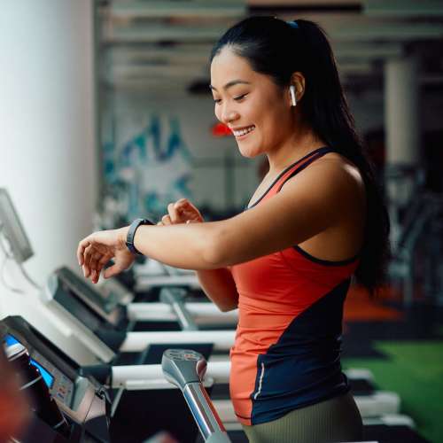 Resident at the fitness center at Wildgrass in Riverview, Florida