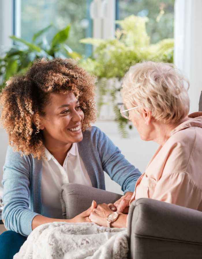 Caretaker with a resident at Clearwater at North Tustin in Santa Ana, California