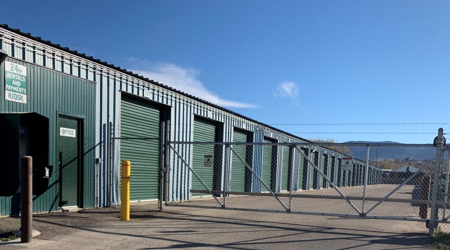 A locked and gated entry at KO Storage in Casper, Wyoming
