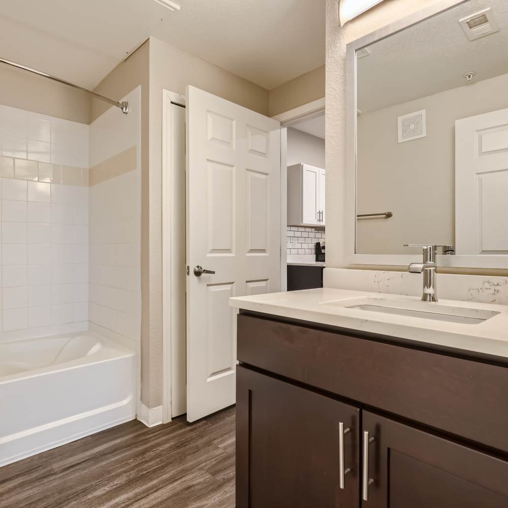 Bathroom with sink and tub at Panorama at Arvada Ridge in Arvada,Colorado