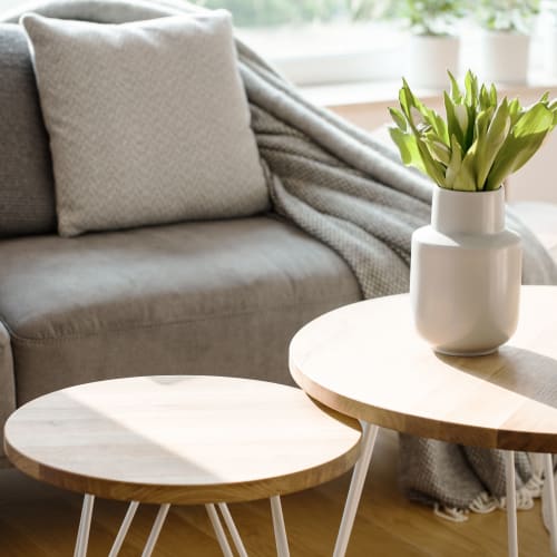 A couch in coffee table at Anacapa in Point Mugu, California