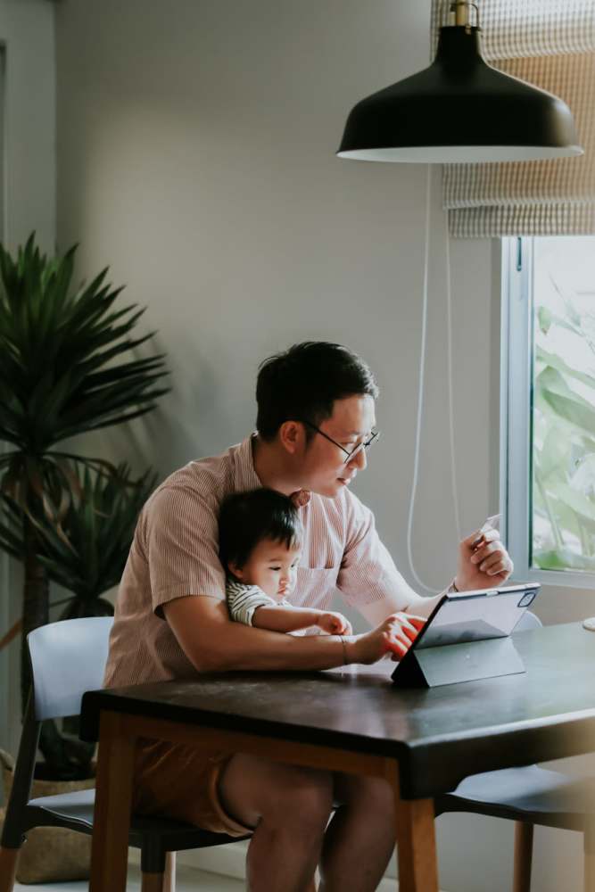 Resident working from home at Pinyon Apartments in Reno, Nevada