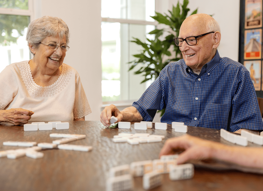 Residents playing dominos at The Blake at LPGA in Daytona Beach, Florida