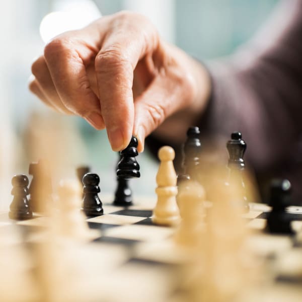 Playing chess at Pacifica Senior Living Palm Beach in Greenacres, Florida. 