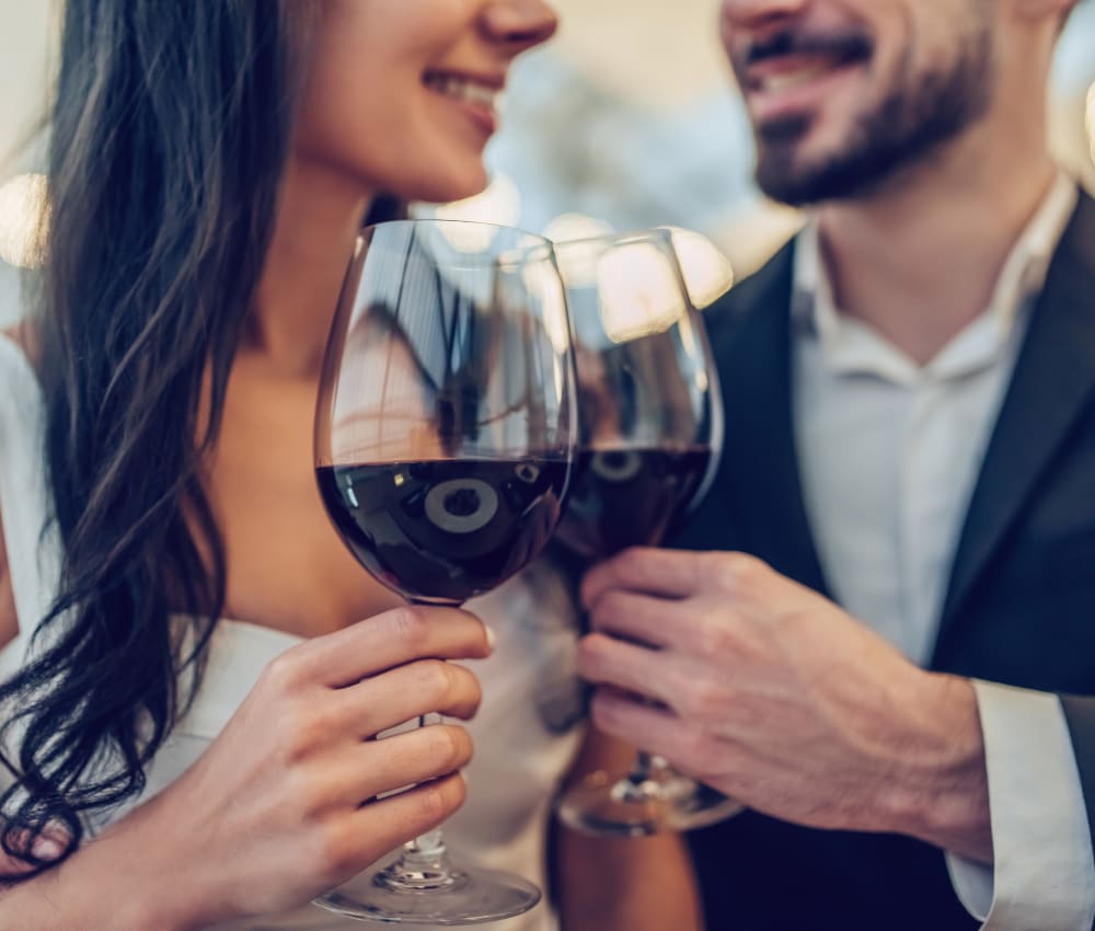 Resident couple out for a meal and some fine wine on date night near Tower 801 in Seattle, Washington