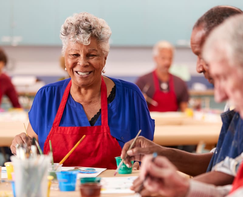 Residents in an art class at Aurora on France in Edina, Minnesota. 