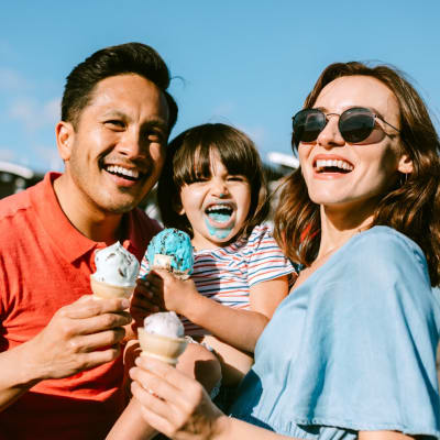 a family eating ice cream together at Wadsworth Shores in Virginia Beach, Virginia