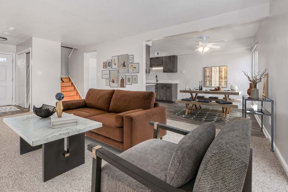 Cozy bedroom with comfortable bed at Ashton Pines in Columbus, Ohio