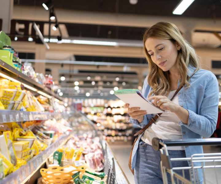 Resident buying groceries near Ochlockonee Pointe Apartments in Midway, Florida
