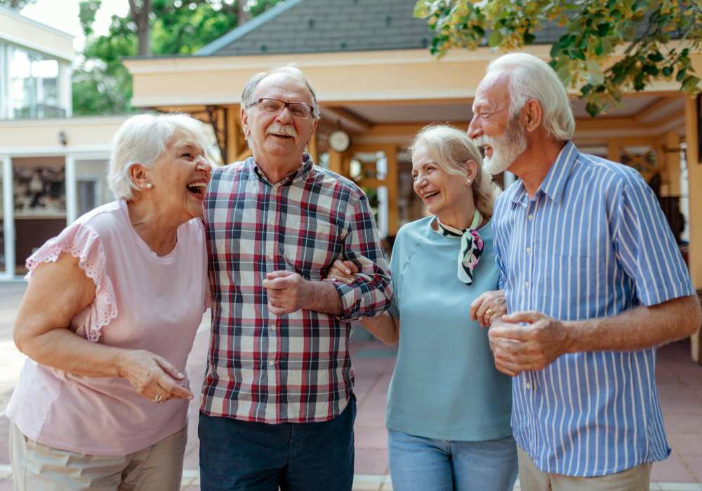 Senior friends enjoying in the streets near Alcove at the Islands in Gilbert, Arizona