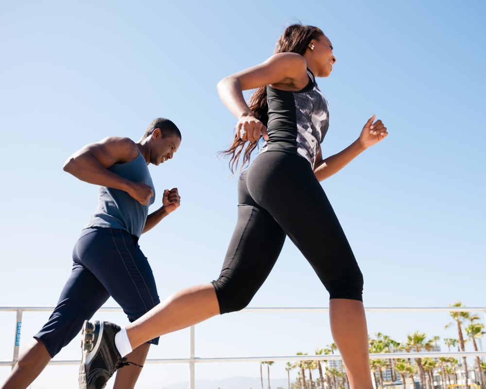 Residents running outside near Santo Terrace in San Diego, California