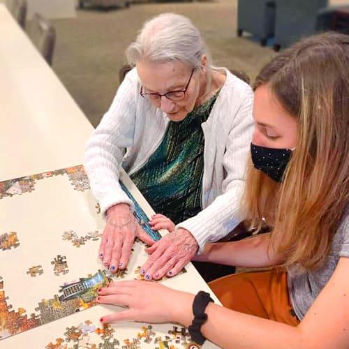 A resident at The Oxford Grand Assisted Living & Memory Care in Kansas City, Missouri