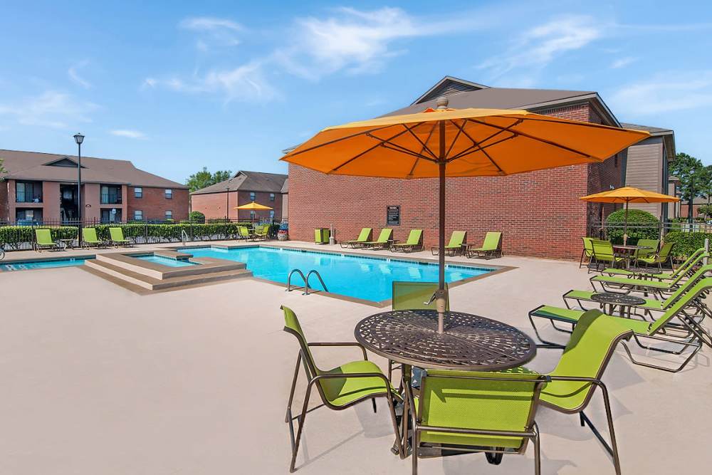 Relaxing pool at Greenleaf Apartments in Phenix City, Alabama
