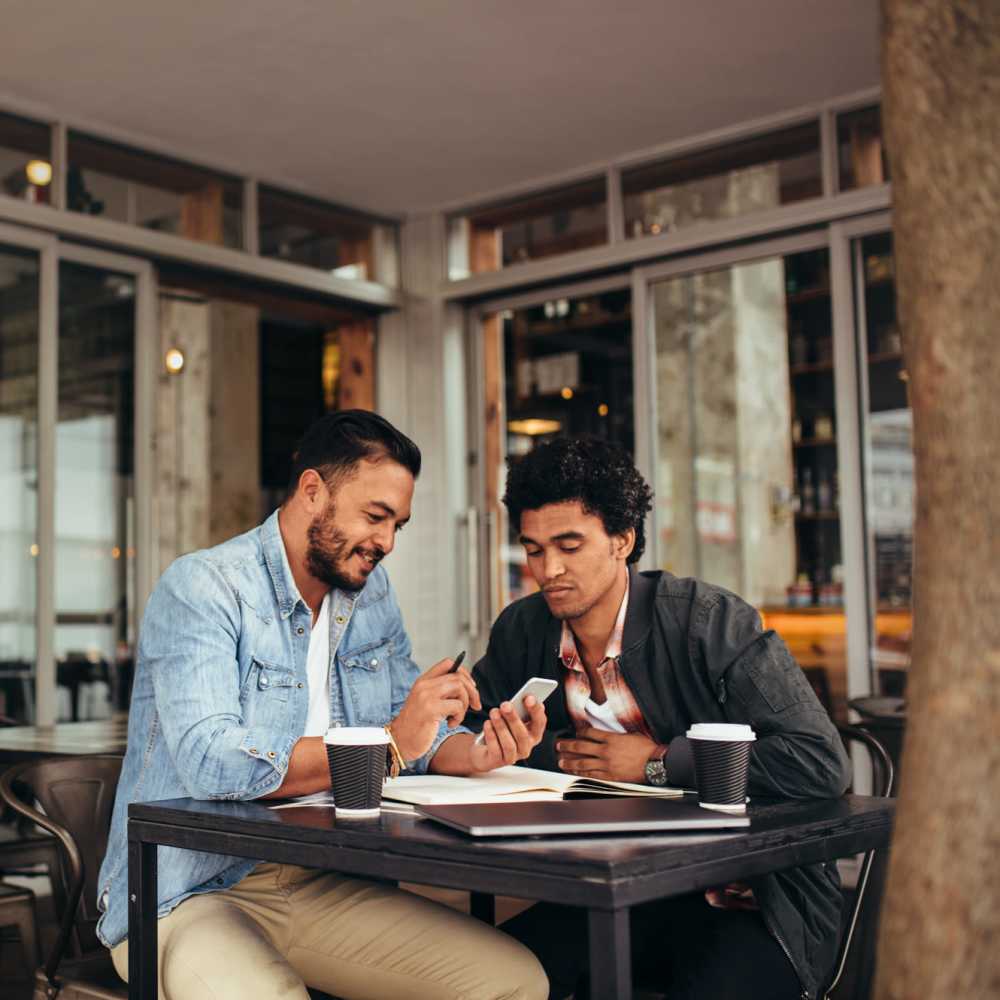 Residents having coffee out near The Yards At Union Station in Portland, Oregon