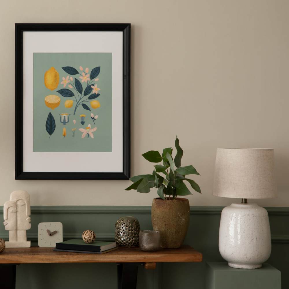 Modern living room decor at Shea Ravines in Wyoming, Michigan