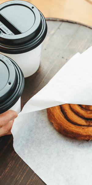 Coffees and a pastry at Factory 52 Apartments in Norwood, Ohio