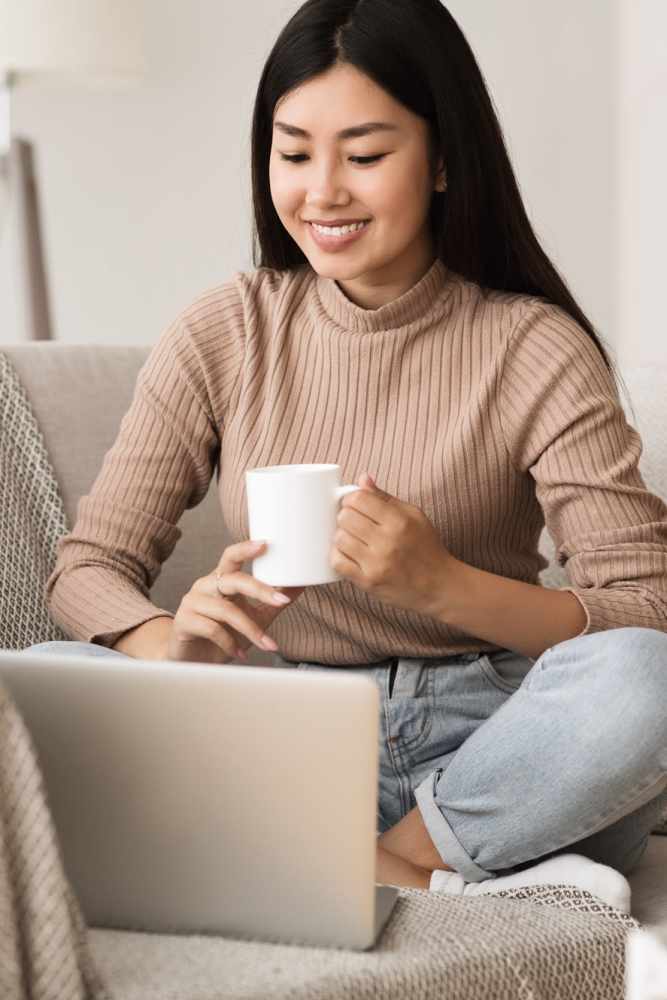 Resident using online rental payment portal at Pine Lake Village in Houston, Texas