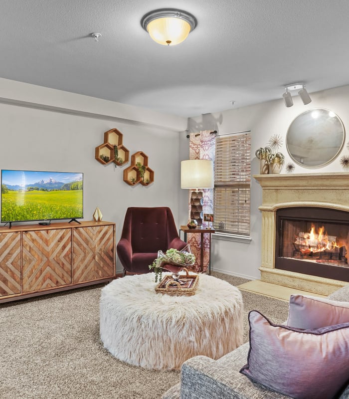 Spacious living room at Coffee Creek Apartments in Owasso, Oklahoma