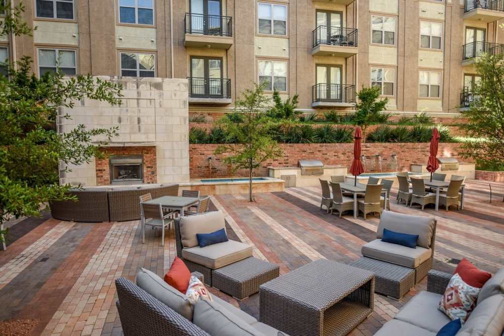 Outdoor resident lounge community at Flatiron District at Austin Ranch in The Colony, Texas