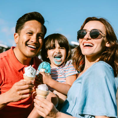 a family eating ice cream at Wire Mountain II in Oceanside, California