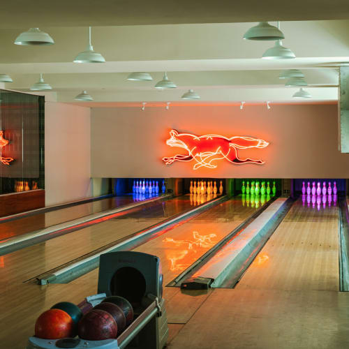 Bowling lanes at The Statler Residences, Dallas, Texas