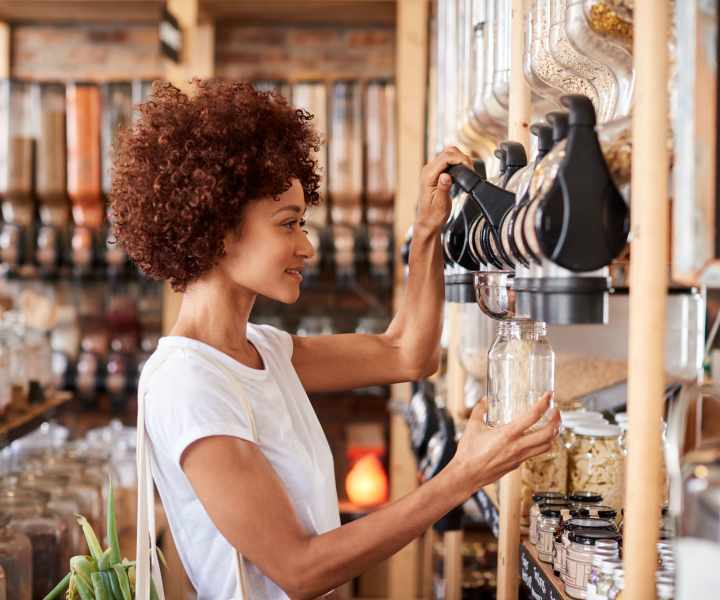 Resident shopping at a clothing boutique near Sea Wind Apartments in Anaheim, California