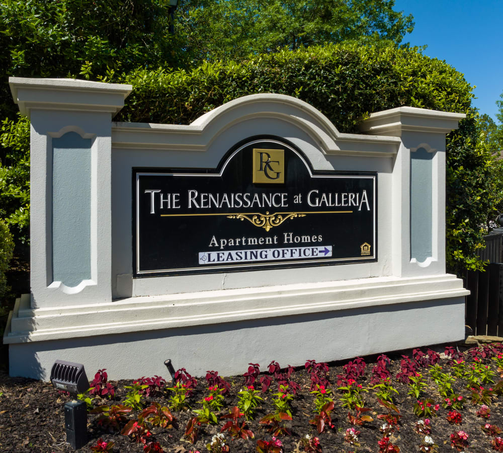 The main monument sign in front of Renaissance at Galleria in Hoover, Alabama