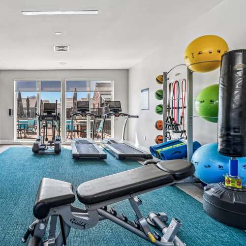 State of the art fitness center at Elevate at Skyline in McKinney, Texas