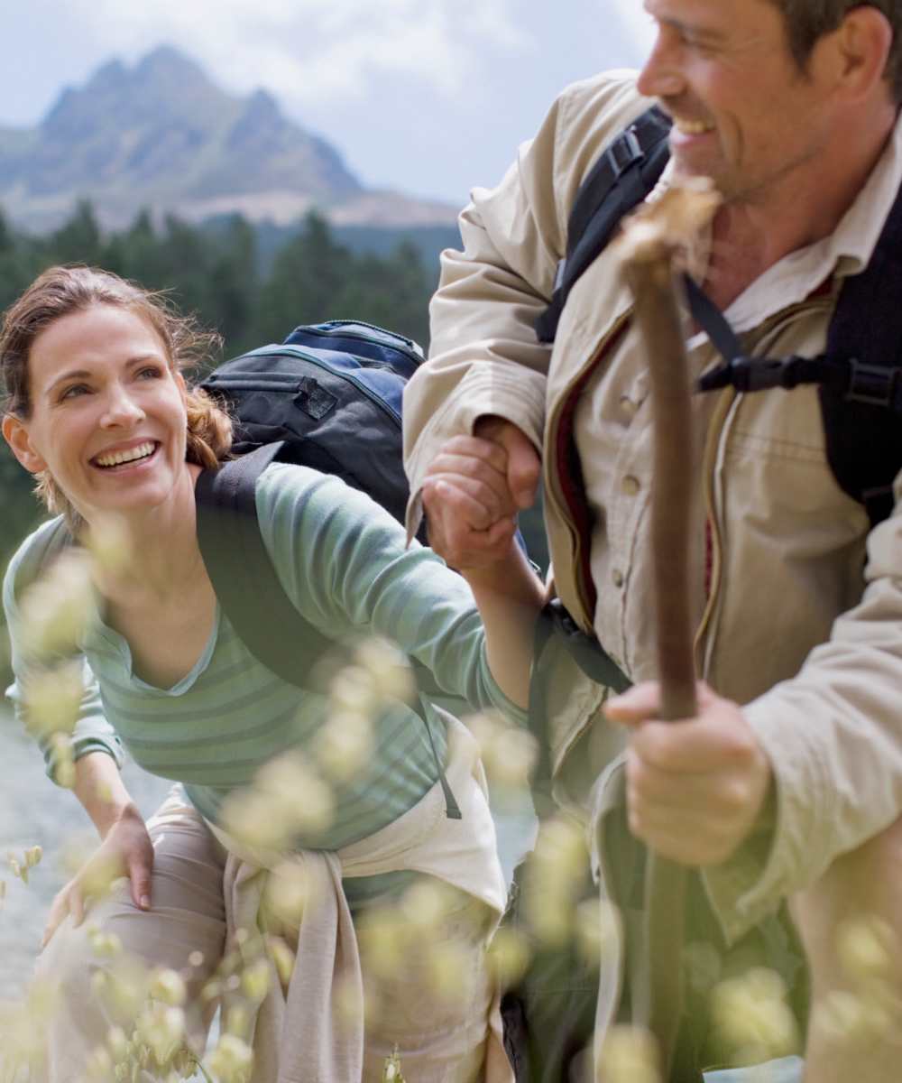 Residents treking together near Palisades Sierra Del Oro in Corona, California
