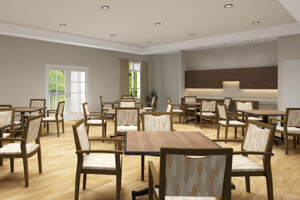 Architectural rendering of activity room at Harmony at Bellevue in Nashville, Tennessee