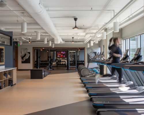 Equipped community fitness center at Highland North Hills in Raleigh, North Carolina
