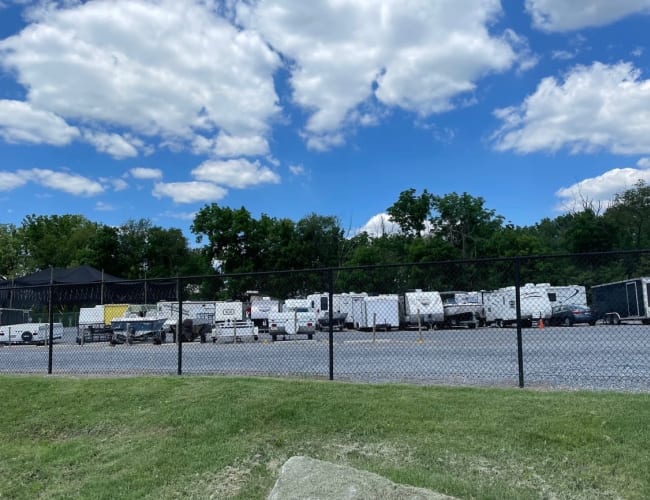 RVs, boats, trailers, and semis safely parked at Storage World in Sinking Spring, Pennsylvania