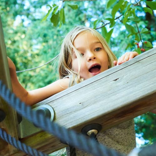 A kid playing  at playground near Lyman Park in Quantico, Virginia