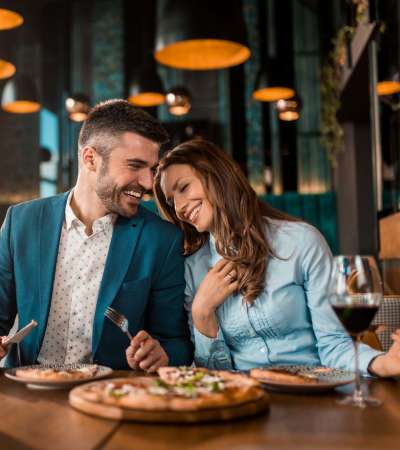 Residents having lunch at a favorite restaurant near The Julien in Charlotte, North Carolina