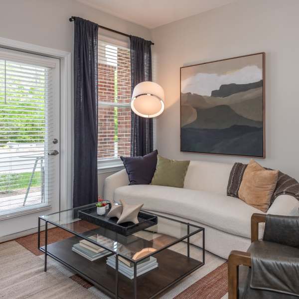 Cozy living room at Attain at Towne Centre in Fredericksburg, Virginia