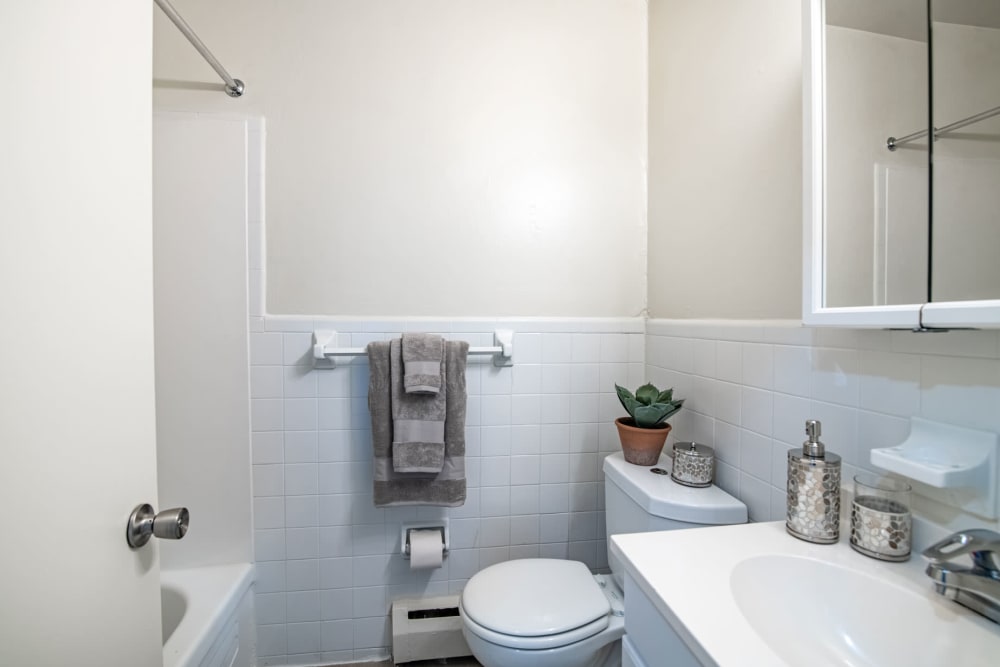 Bathroom at Warwick Terrace Apartment Homes in Somerdale, New Jersey